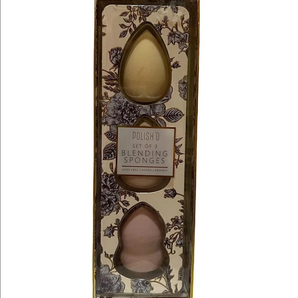 Polish'd Set of 3 Blending Sponges Make Up Blenders Multicolor New